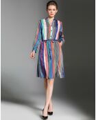 Robe rayée manches longues multicolore